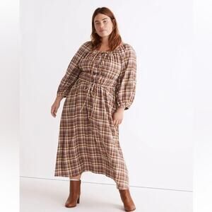 Madewell Plus Sophia Midi Gauze Dress Women's Size 4X Plaid